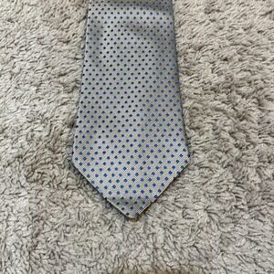 Charvet Paris Silk Tie Mens Gray Blue Polka Dot Made In France Luxury Designer